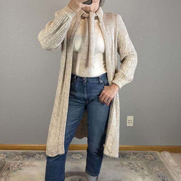 Express Vintage Womens Chunky Ribbed Knit Duster Cardigan Sweater Jacket Size M - Picture 1 of 7